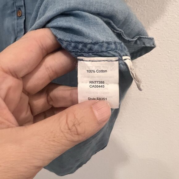 Madewell Central Shirt Bright Indigo Chambray Oversized Button Front Sz L - Picture 3 of 6